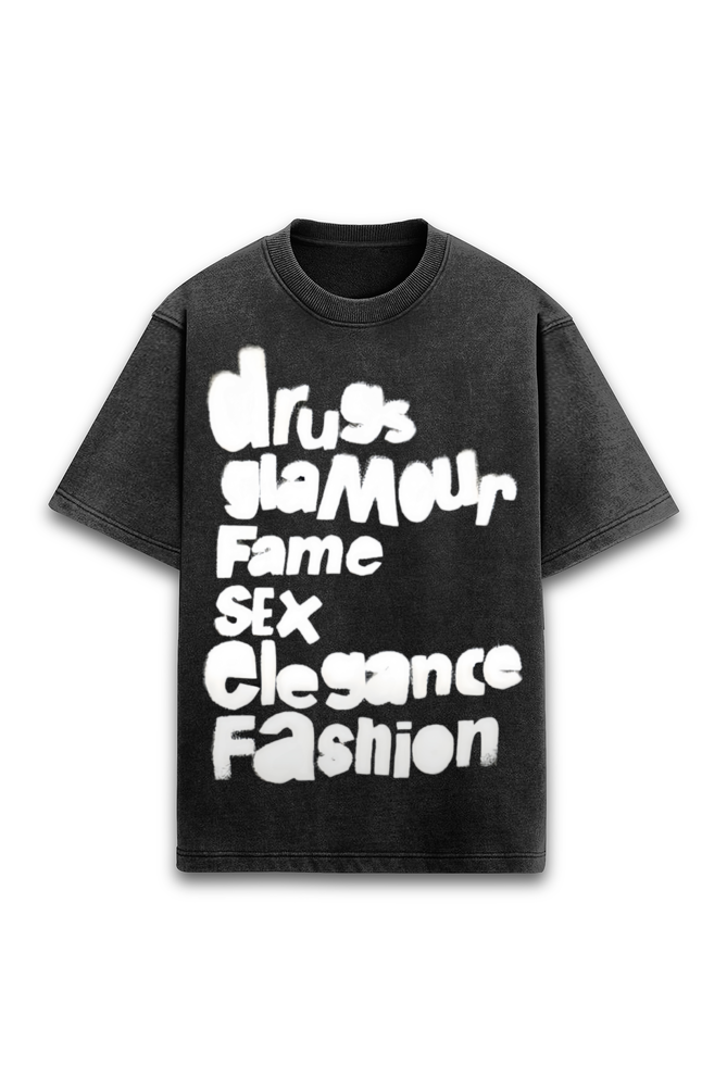 Y2K Scribble Acid Wash Tee