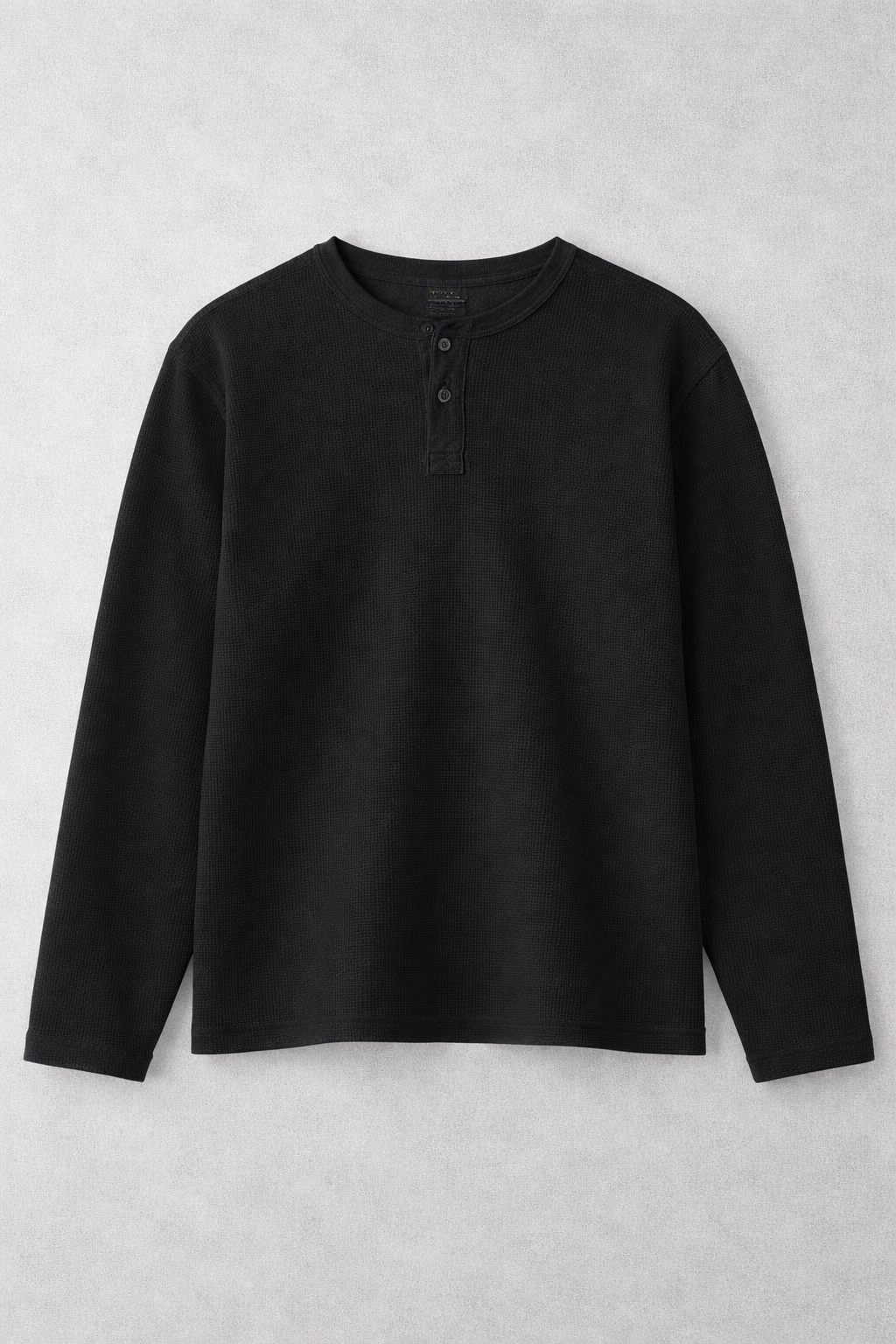 Black Core Henley Waffle Tee