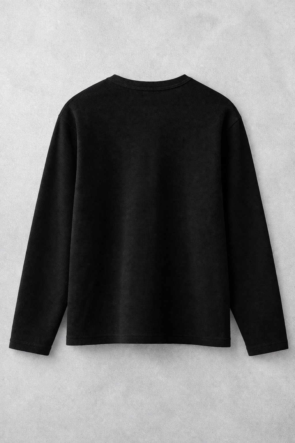 Black Core Henley Waffle Tee