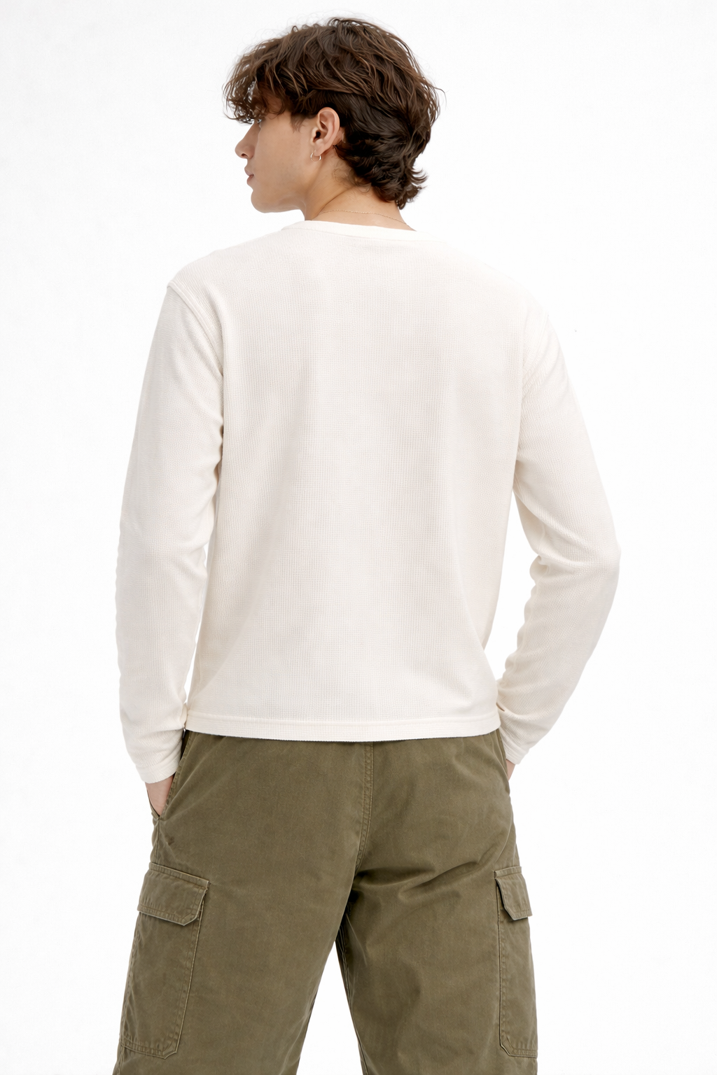 White Core Henley Waffle Tee