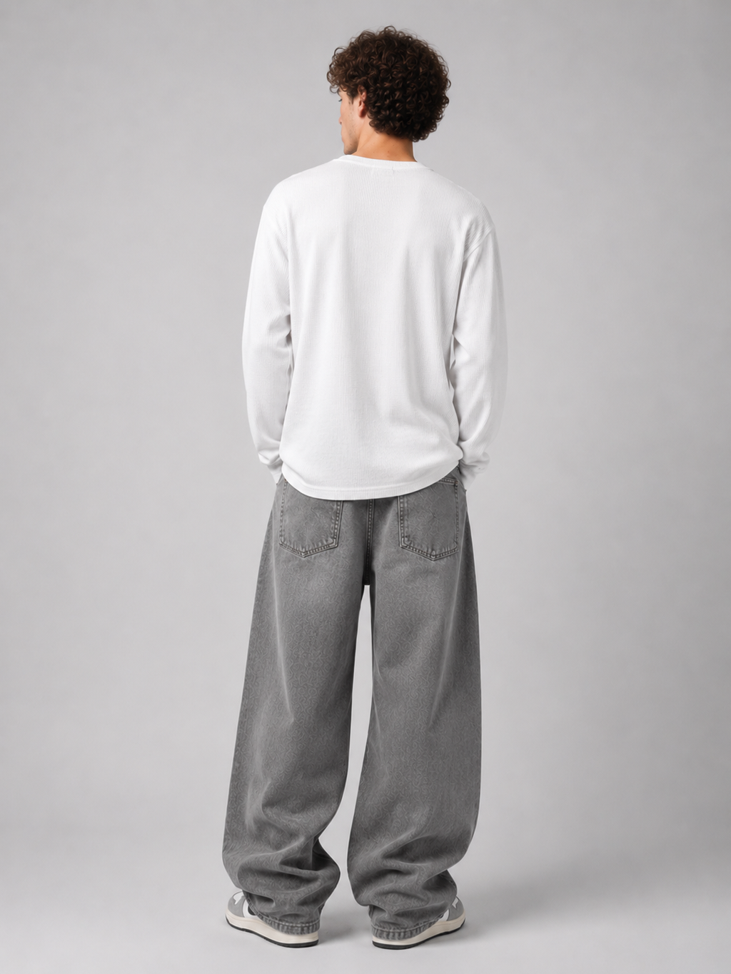 White Core Henley Waffle Tee