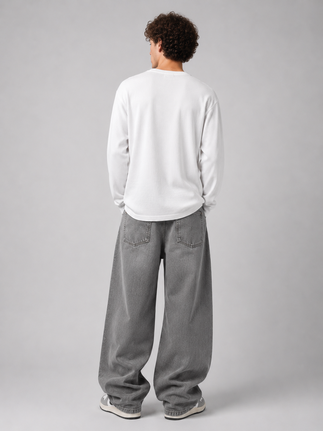 White Core Henley Waffle Tee
