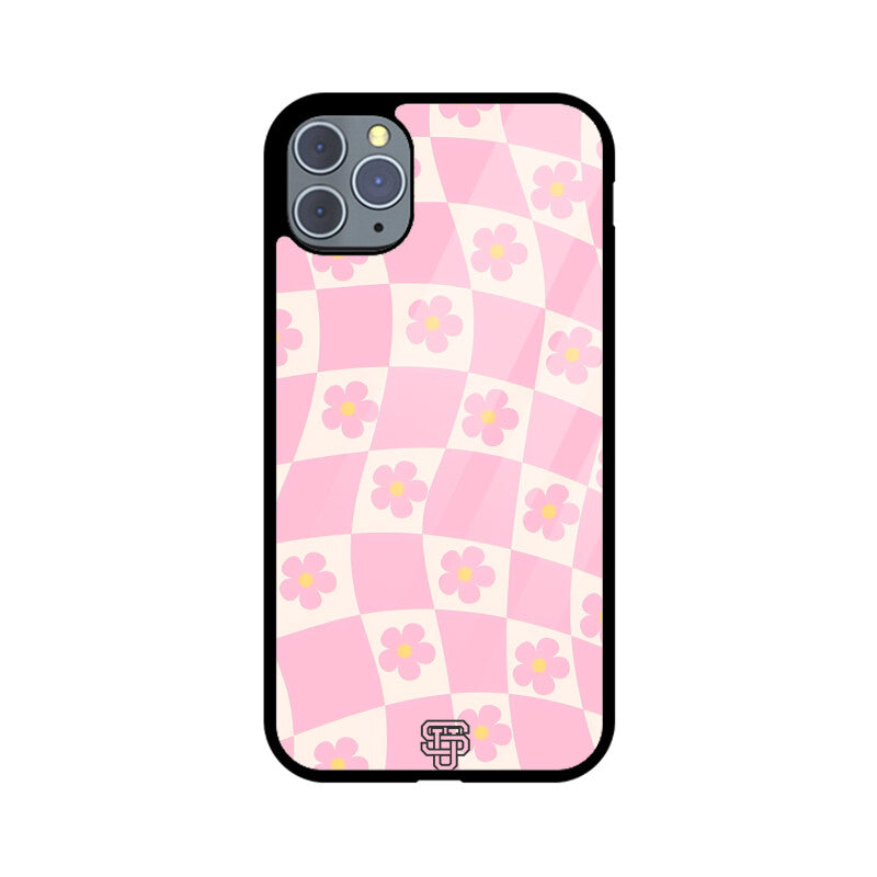 Floral Pattern Pink iPhone Glass Cover