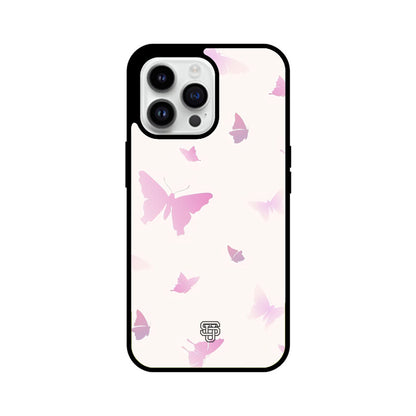 Pink Butterflies iPhone Glass Cover