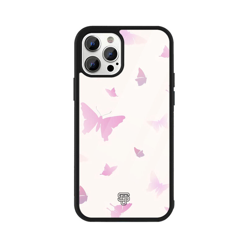 Pink Butterflies iPhone Glass Cover