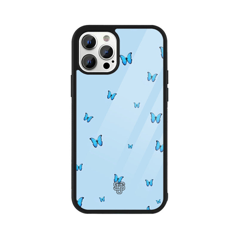 Blue Butterflies iPhone Glass Cover