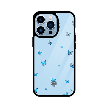 Blue Butterflies iPhone Glass Cover