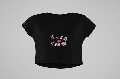 Black Burn Book Crop Top