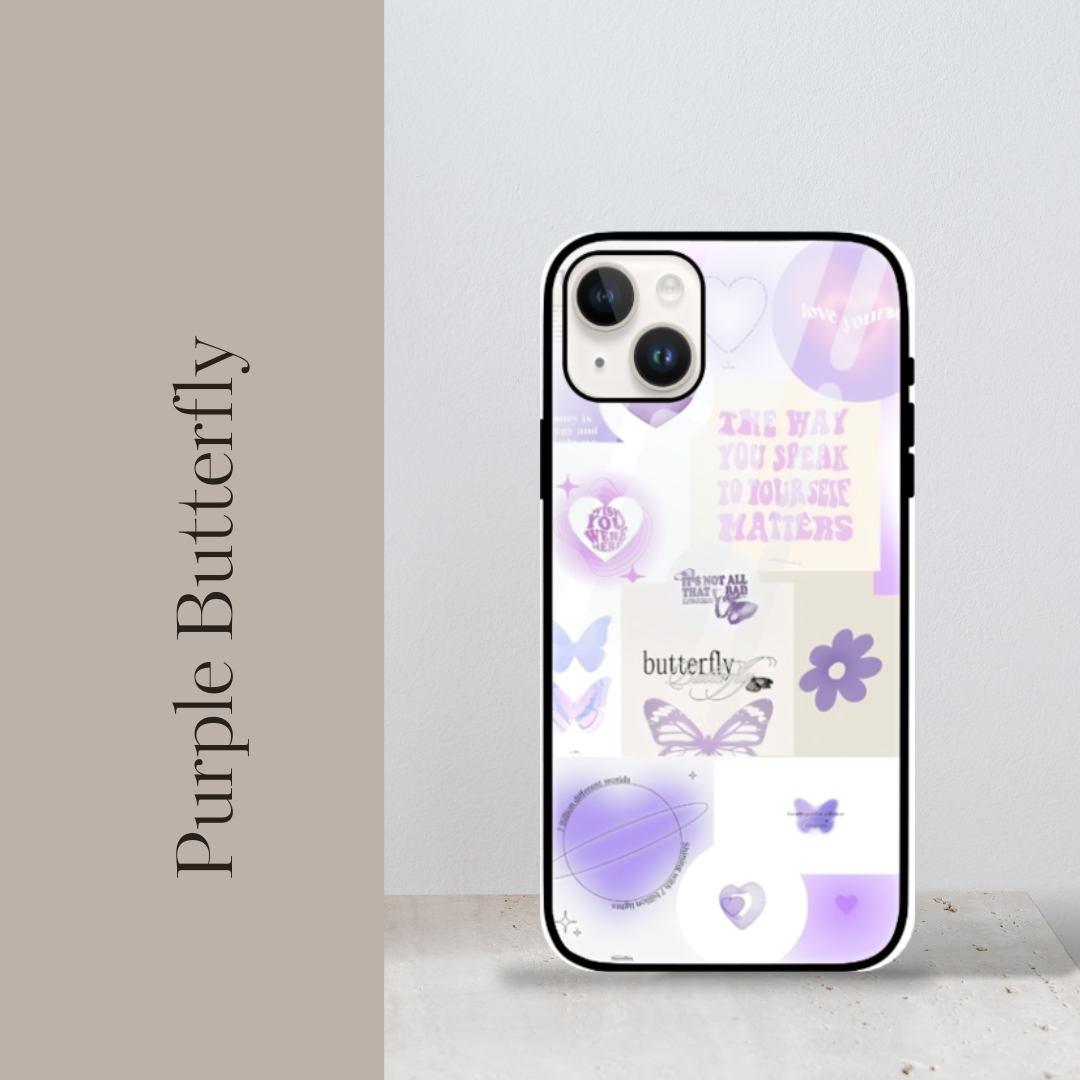 Purple Butterfly iPhone Glass Cover
