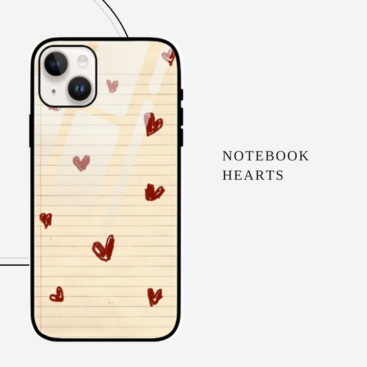 Notebook Hearts iPhone Glass Cover