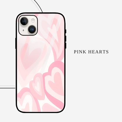 Pink Hearts iPhone Glass Cover