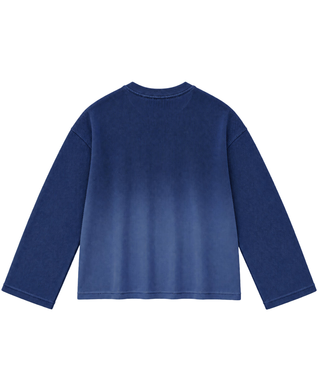 Blue Ombré Waffle Knit Oversized Full-Sleeve Back Design