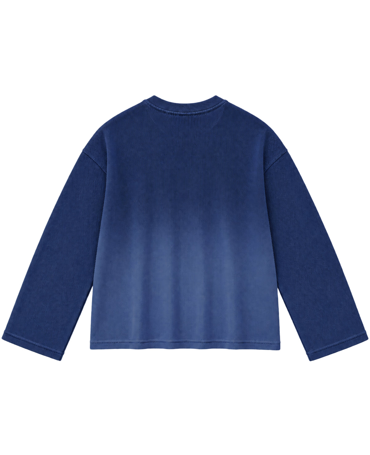 Blue Ombré Waffle Knit Oversized Full-Sleeve Back Design