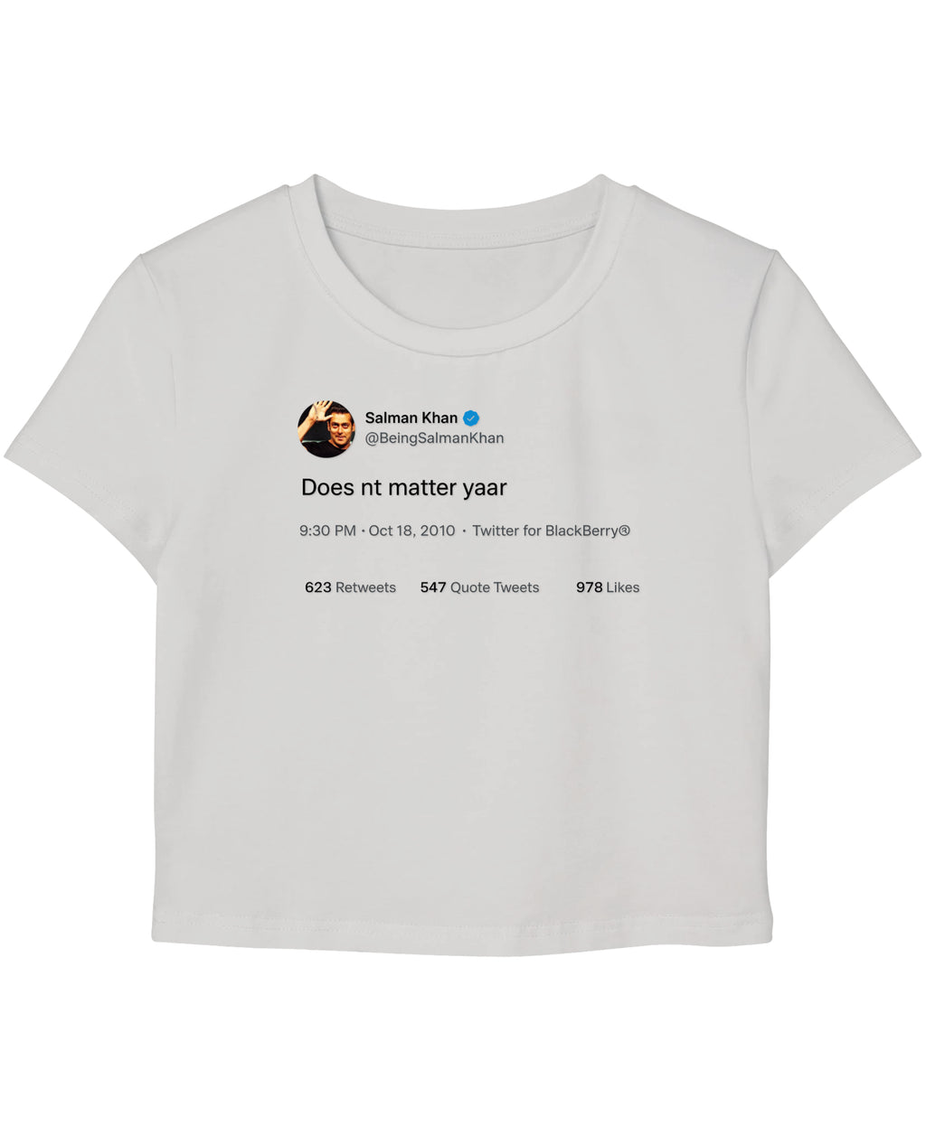 White Baby Tee Front Design
