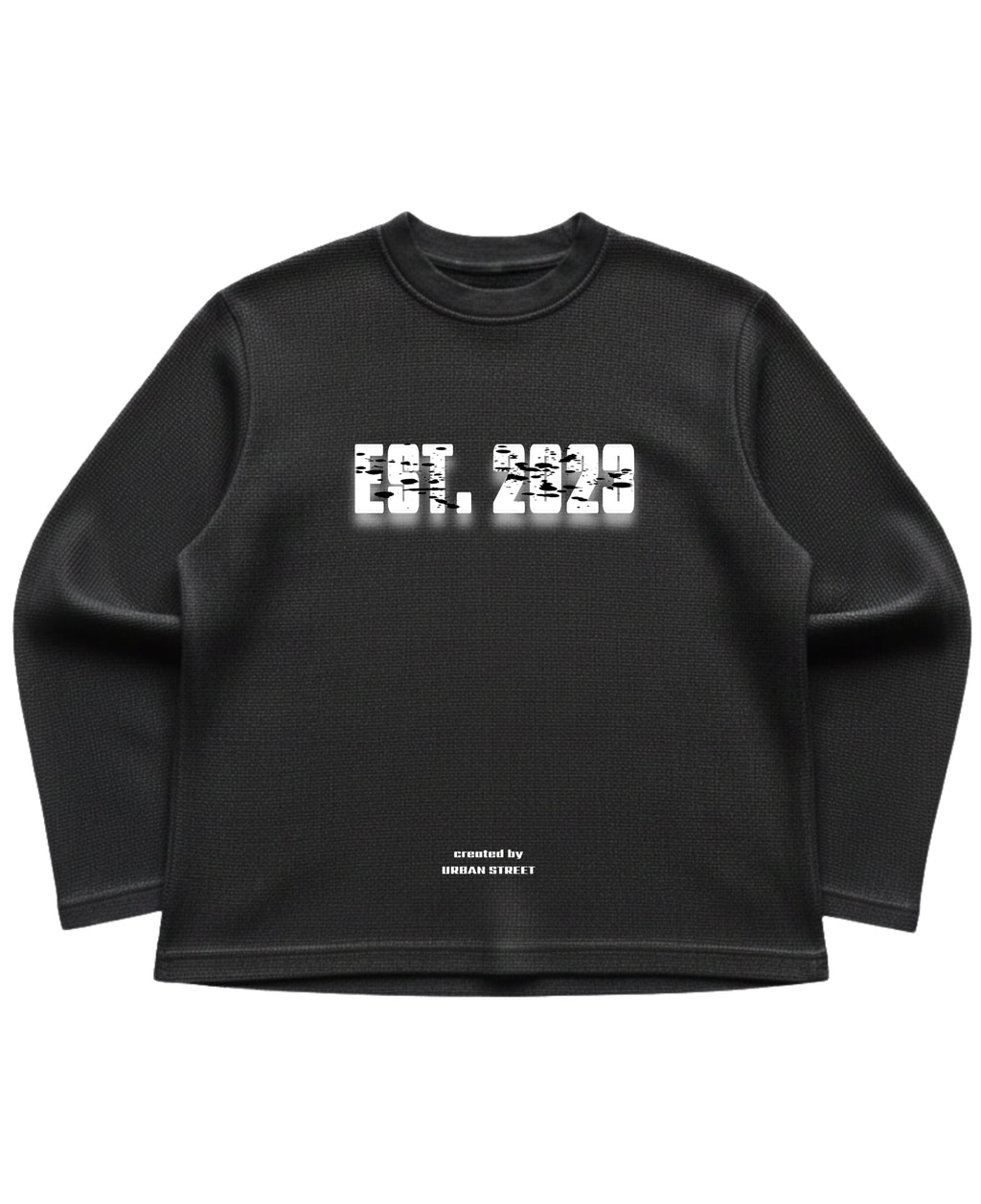 Black waffle knit oversized full-sleeve Front Design