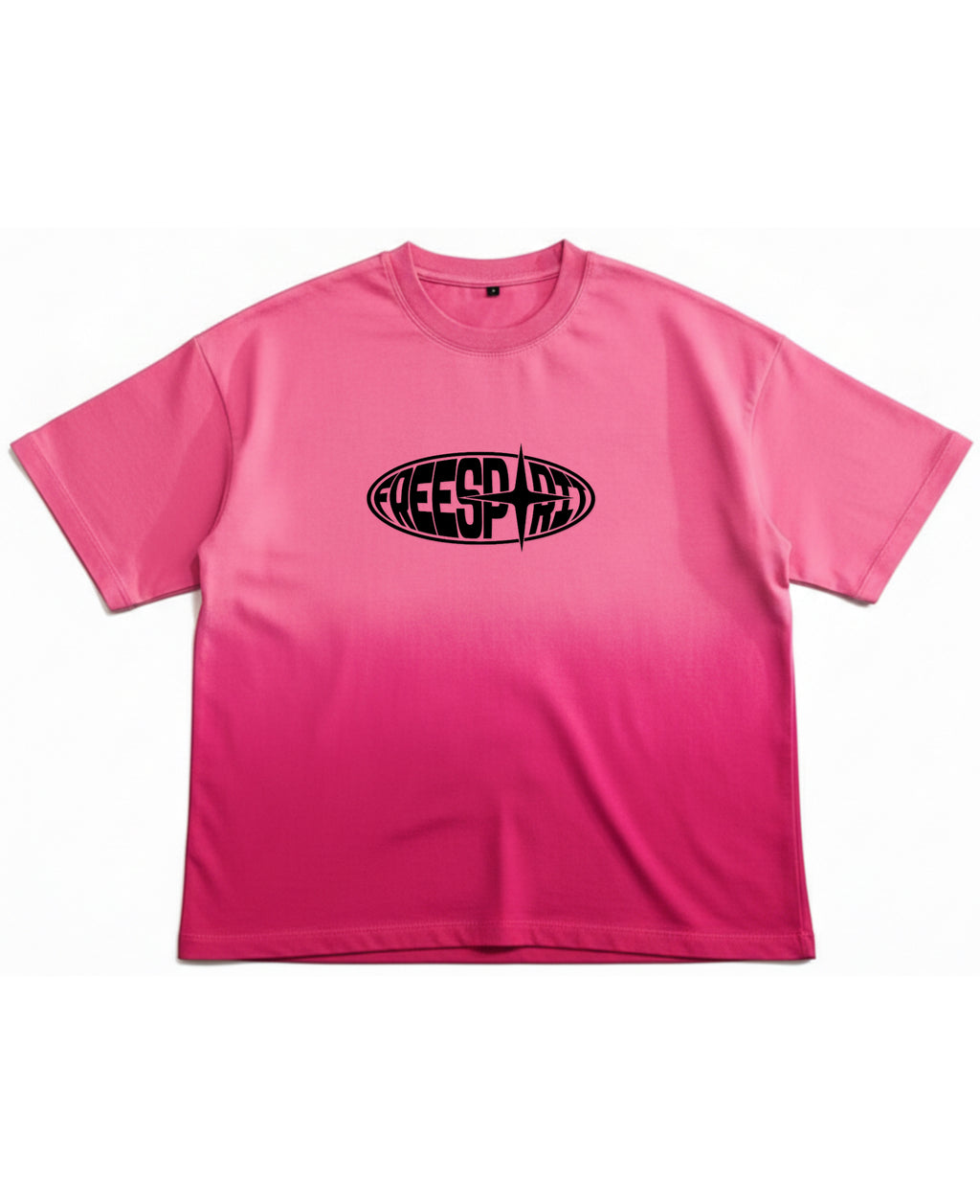 Pink Sunfade Ombré Wash Boxy Fit T-shirt Front Design
