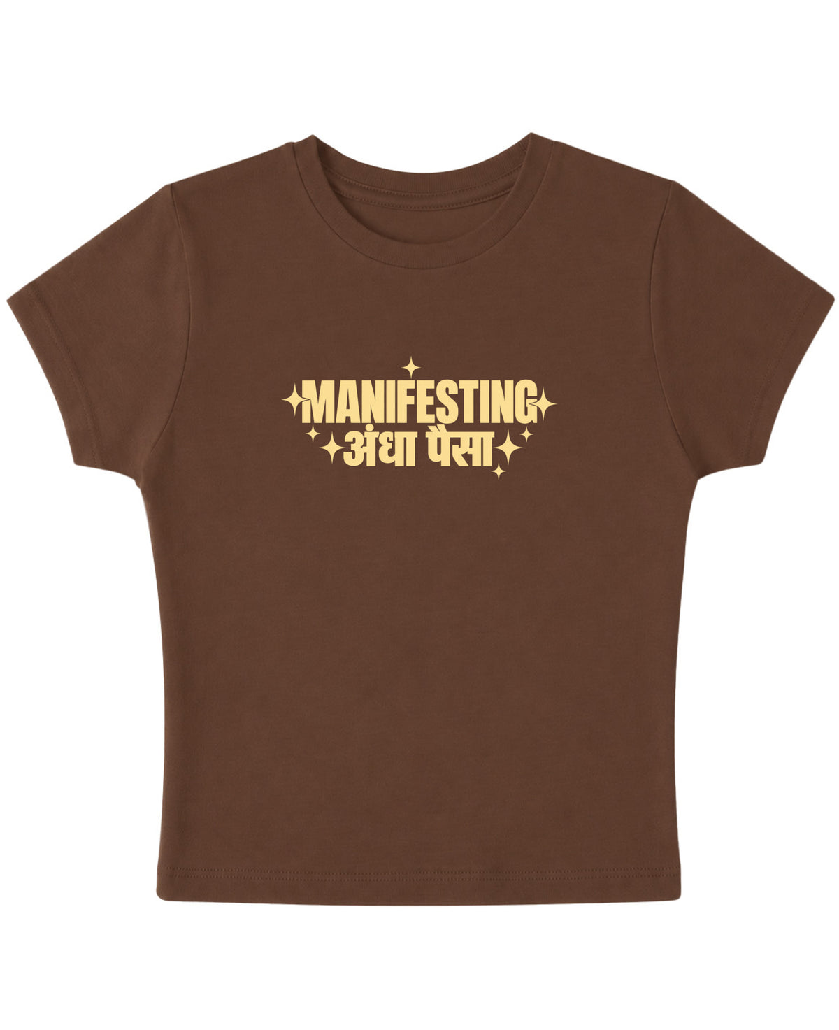 Mousse Brown Baby Tee Front Design