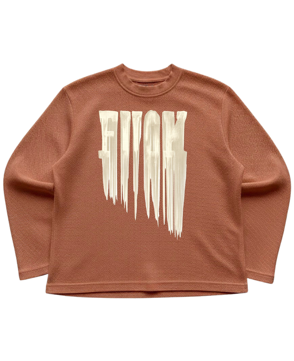 Brown waffle knit oversized full-sleeve Front Design