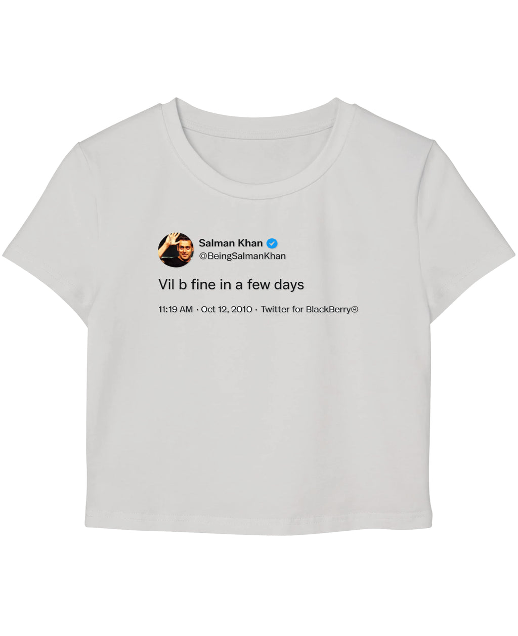 White Baby Tee Front Design