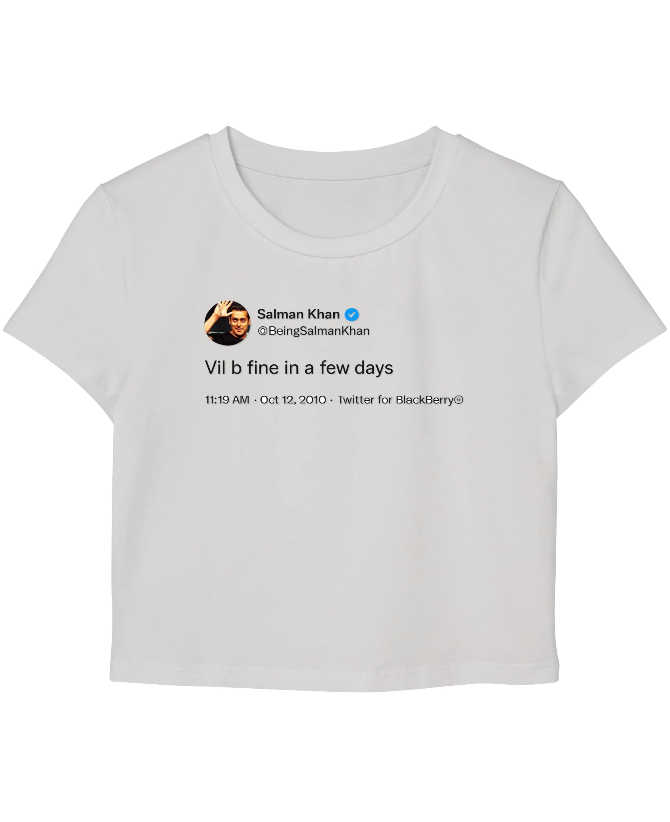 White Baby Tee Front Design