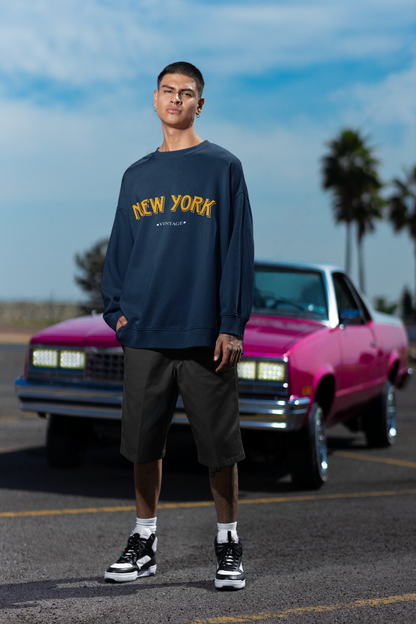 New York Navy Blue Relaxed Fit Sweatshirt