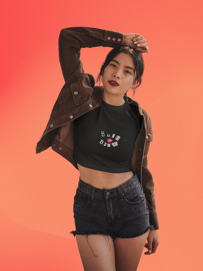 Black Burn Book Crop Top