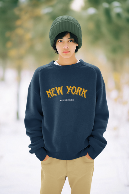 New York Navy Blue Relaxed Fit Sweatshirt