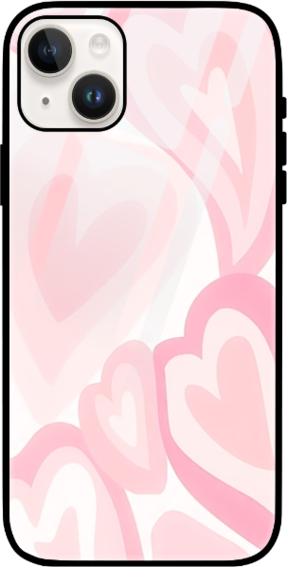 Pink Hearts iPhone Glass Cover